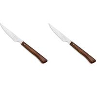 Arcos Serie Cuchillos de Mesa, Cuchillo Chuletero, Hoja Serrada de Acero Inoxidable Nitrum de 110 mm, Mango Madera comprimida Color Marrón (Paquete de 2)