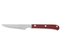 Arcos Serie Cuchillos de Mesa - Cuchillo Chuletero - Hoja Serrada de Acero Inoxidable Nitrum de 115 mm - Mango Polioximetileno Color Rojo