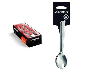 Arcos Serie Cuchillos De Mesa, Juego 12 Uds Cuchillo Chuletero, 6 Uds. + Tenedor, 6 Uds + Serie Toscana, Juego De Cucharas Para Café, 6 Cucharas, Color Plata