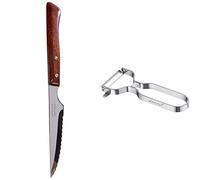 Arcos Serie Cuchillos de Mesa - Juego de 6 Cuchillos Chuleteros, Hoja Serrada de Acero Inoxidable + Gadgets Profesionales, Pelador de Frutas Pelador de Verdura, Acero Inoxidable Cromado