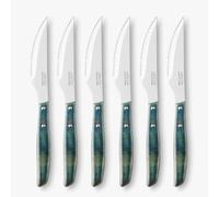 Arcos Serie Cuchillos de Mesa - Juego de Cuchillos Chuleteros 6 piezas - Hoja de Acero Inoxidable NITRUM de 110 mm - Filo Serrado - Mango Madera Comprimida - Color Azul