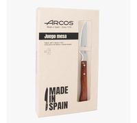 Arcos Serie Forest - Pack 6 uds Cuchillo Chuletero - Hoja Filo de Acero Inoxidable NITRUM de 110 mm - Mango Madera comprimida Color marrón