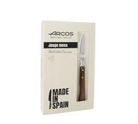 Arcos Serie Forest - Pack 6 uds Cuchillo Chuletero - Hoja Filo de Acero Inoxidable NITRUM de 110 mm - Mango Madera comprimida Color marrón