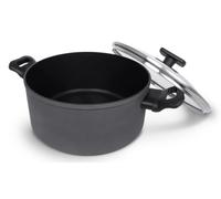 Arcos Serie Kaula | Cacerola Antiadherente 24 cm | Aluminio Forjado | Recubrimiento QuanTanium | Apta cualquier cocina | Mango Efecto Frio | Sistema ahorro energético | Apta lavavajillas | Color Negro