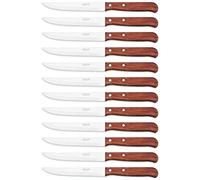 Arcos Serie Latina Caja 12 uds Cuchillo universal de cocina, Hoja serrada de Acero Inoxidable NITRUM de 130 mm, Mango de Madera comprimida Color marrón (12 UDS)