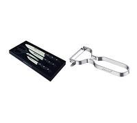 Arcos Serie Maitre Juego Cuchillos de Cocina 4 piezas, Hoja de Acero Inoxidable NITRUM, Mango de Polipropileno + Gadgets Profesionales, Pelador de Frutas Pelador de Verdura, Acero Inoxidable Cromado