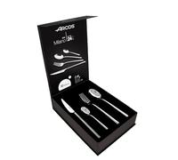 Arcos Serie Milano - Cubertería de 24 piezas en Caja de Regalo (6 Cuchillos + 12 Cucharas + 6 Tenedores) - Monoblock de una pieza en Acero Inoxidable - Color Plata