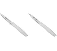 Arcos Serie Nova, Cuchillo Mondador, Hoja Serrada de Acero Inoxidable de 100 mm, Mango de Polipropileno Color Blanco (Paquete de 2)