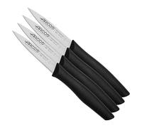 Arcos Serie Nova - Cuchillo Mondador - Hoja Serrada de Acero Inoxidable de 85 mm - Mango de Polipropileno Color negro (Paquete de 4)