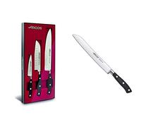 Arcos Serie Riviera, Juego Cuchillos Cocina 3 Piezas, 1 Cuchillo Mondador + 1 Santoku + 1 Cuchillo De Chef + Serie Riviera, Cuchillo Panero, Hoja De Acero Inoxidable Forjado Nitrum 200 Mm