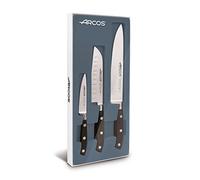 Arcos Serie Riviera, Juego Cuchillos Cocina, Hoja de Acero Inoxidable Forjado Nitrum, Mango de Polioximetileno, POM, Negro