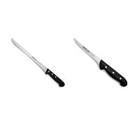 Arcos Serie Universal, Cuchillo Jamonero, Hoja de Acero Inoxidable Nitrum 240 mm con alveoloso + Maitre, Cuchillo Deshuesador, Acero Inoxidable Nitrum 160 mm, Mango Polipropileno Negro