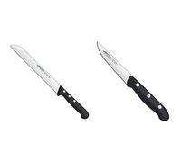 Arcos Serie Universal, Cuchillo Panero, Hoja De Acero Inoxidable Nitrum 200 Mm Con Alveolos + Maitre, Cuchillo Verduras, Acero Inoxidable Nitrum 100 Mm, Mango Polipropileno Negro