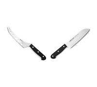 Arcos Serie Universal - Cuchillo para Queso, Hoja de Acero Inoxidable NITRUM 145 mm + Serie Universal - Cuchillo Santoku Cuchillo Asiático, Hoja con alveolos de Acero Inoxidable NITRUM 170 mm
