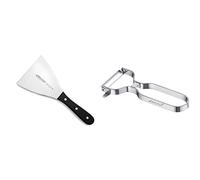 Arcos Serie Universal, Espátula de Cocina, Hoja de Acero Inoxidable Nitrum 125x120 mm + Gadgets Profesionales, Pelador de Frutas Pelador de Verdura, Acero Inoxidable Cromado, Color Plata