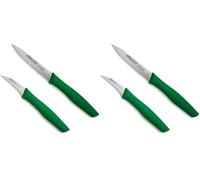 Arcos Set 2 Cuchillos Peladores. 2 Cuchillos Peladores Acero Inoxidable y Mango Ergonómico Polipropileno para Cortar Frutas, Verduras y Tubérculos. Serie Nova. Color Verde. (Paquete de 2)