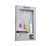 Arcos | Set 3 Cuchillos Mondadores | Cuchillos Arcos | cuchillo de pelar | cuchillos pelar patatas | Acero Inoxidable Nitrum | Hoja de 100 mm | Envase Ecológico | Multicolor