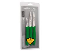 Arcos Set 3 cuchillos peladores Nova 189621 – Acero inoxidable, mango ergonómico, Verde
