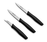 Arcos Set 3 Cuchillos Peladores Acero Inoxidable | Serie Nova. Mango ergonómico polipropileno. Para frutas, verduras y tubérculos. Color negro.