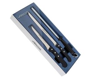 Arcos Set de Corte 3 Piezas Acero Inoxidable Nitrum | Serie Universal. Mango ergonómico polioximetileno POM. Hoja larga y resistente que corta con facilidad. Color negro.