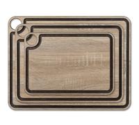 ARCOS Tablas - Set de 3 x Tablas de Cortar con Canal y Colgador (330 x 230 mm / 377 x 277 mm / 427 x 327 mm) - Fibra de Celulosa y Resina - Color Madera Natural Natural wood