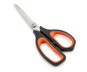 ARCOS Tijeras de Cocina Multifunción 215mm de Acero Inoxidable y Polipropileno. Tijera Multiusos Profesional con Mango Ergonómico para Uso Diario. Color Negro y Naranja. Serie Prochef