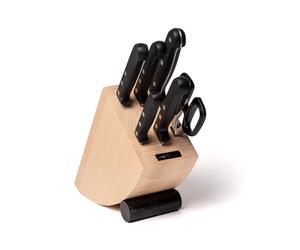 ARCOS Universal Juego de Cuchillos de Cocina Profesional + Tijeras con Bloque de Madera. Set de 5 Cuchillos + Tijeras de Acero Inoxidable. Bloque de Cuchillos para Cocinar. Black