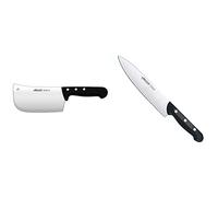 Arcos Universal Macheta, Acero Inoxidable, Negro, 160 mm + Maitre, Cuchillo Cocinero, Acero Inoxidable Nitrum 215 mm, Mango Polipropileno Negro