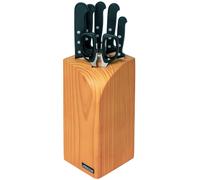 ARCOS Universal - Set de 5 Cuchillos de Cocina (100, 160, 170, 200 & 240 mm) + Tijeras + Taco para Cuchillos - Hoja de Acero Inoxidable Nitrum® - Mango Negro de Polioximetileno (POM) - Estuche Regalo