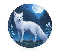 Arctic Fox - Tabla de cortar resistente a los arañazos, tabla de cortar portátil, tabla de cortar redonda de vidrio para cocina, picnic al aire libre, 7.9 pulgadas