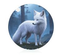 Arctic Fox - Tabla de cortar resistente a los arañazos, tabla de cortar portátil, tabla de cortar redonda de vidrio para cocina, picnic al aire libre, 7.9 pulgadas