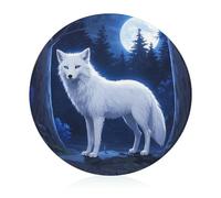 Arctic Fox - Tabla de cortar resistente a los arañazos, tabla de cortar portátil, tabla de cortar redonda de vidrio para cocina, picnic al aire libre, 7.9 pulgadas