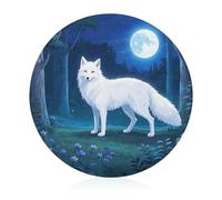 Arctic Fox - Tabla de cortar resistente a los arañazos, tabla de cortar portátil, tabla de cortar redonda de vidrio para cocina, picnic al aire libre, 7.9 pulgadas