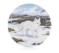 Arctic Foxes on The Tundra - Tabla de cortar resistente a los arañazos, tabla de cortar portátil, tabla de cortar redonda de vidrio para cocina, picnic al aire libre, 7.9 pulgadas