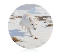 Arctic Foxes - Tabla de cortar resistente a los arañazos, tabla de cortar portátil, tabla de cortar redonda de vidrio para cocina, picnic al aire libre, 7.9 pulgadas