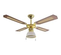 ARDES AR5A107D Ventilador de techo de 4 aspas con luz de techo Ventilador de techo con luz madera/Paja de Viena Ventilador de techo 3 velocidades, control mediante cordón y diámetro 107 cm