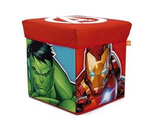 ARDITEX - Cubo plegable infantil Avengers con tapa acolchada y función de asiento - Licencia Oficial Marvel - 30x30x30 cm - Caja decorativa con Capitán América, Hulk, Thor e Ironman