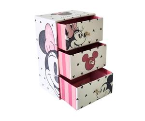 ARDITEX, Joyero Minnie con 3 Cajones, Cajonera de Cartón de Almacenaje Infantil Ideal para Joyas, Fotografías y Manualidades, Costura y Pequeños objetos., 9.5X7X15 Cm