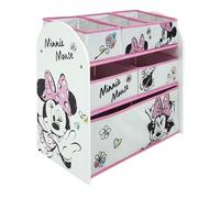 ARDITEX - Organizador de madera con 6 cestos textiles de almacenamiento de Minnie Mouse de Disney - 62x30x60cm - Color blanco y negro - Perfecto para guardar juguetes en un dormitorio infantil