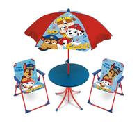 ARDITEX PW16153 Set de Mesa (50x50x48cm), 2 Sillas (38x32x53cm) y Sombrilla (diámetro 110cm) de Nickelodeon-Patrulla Canina
