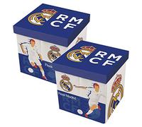 ARDITEX RM13724 Asiento Guardatodo Textil Plegable de 30x30x30cm de Clubs-Real Madrid CF