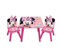 ARDITEX - Set de Mesa y 2 Sillas Infantiles de Madera - 50x50x44 cm y 26,5x26,5x50 cm - Ideal para Jugar, Pintar y Hacer Manualidades - Licencia Oficial Minnie Mouse