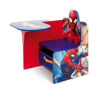 ARDITEX - Silla-Pupitre Infantil de Madera con contenedor Textil de Spiderman de Marvel - 62x30x60cm - Color Azul - Ideal para Manualidades, estudiar o Jugar.