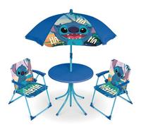 Arditex Set de camping Lilo & Stitch Mesa 50x50x48, 2 sillas, Sombrilla Ø110 4 unidades Azul Niños