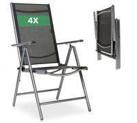 AREBOS 4x Silla de jardín con respaldo alto, silla plegable, silla de camping, sillón plegable, jardín