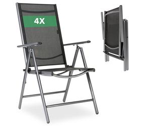 AREBOS 4x Silla de jardín con respaldo alto, silla plegable, silla de camping, sillón plegable, jardín