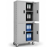 Arebos Archivador Armario de Oficina | Armario de Almacenamiento | 4 Estantes de Altura Ajustable | 180 x 90 x 40 cm | Acero