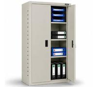 Arebos Armario archivador de oficina, 140 x 90 x 40 cm, 2 puertas, con 3 estantes ajustables en altura, con cerradura de cilindro, gris