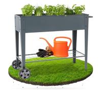 Arebos Banco Elevado con Ruedas y Estante 108 x 51 x 80 cm | Ideal para Cultivo de Verduras, Frutas y Hierbas Aromáticas | Invernadero, Jardinera para Jardín, Terraza o Balcón