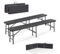 Arebos Banco Plegable para Mesa de cervecería 2X con asa de Transporte | 183 x 28 x 43 cm Banco Plegable para Camping, Fiestas, Mesa de cervecería, jardín, Juego de 2 Bancos | Antracita